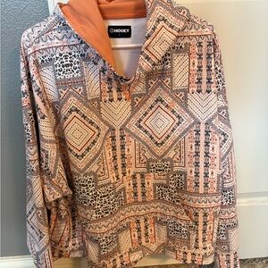 Hooey Orange and White Patterned Hoodie